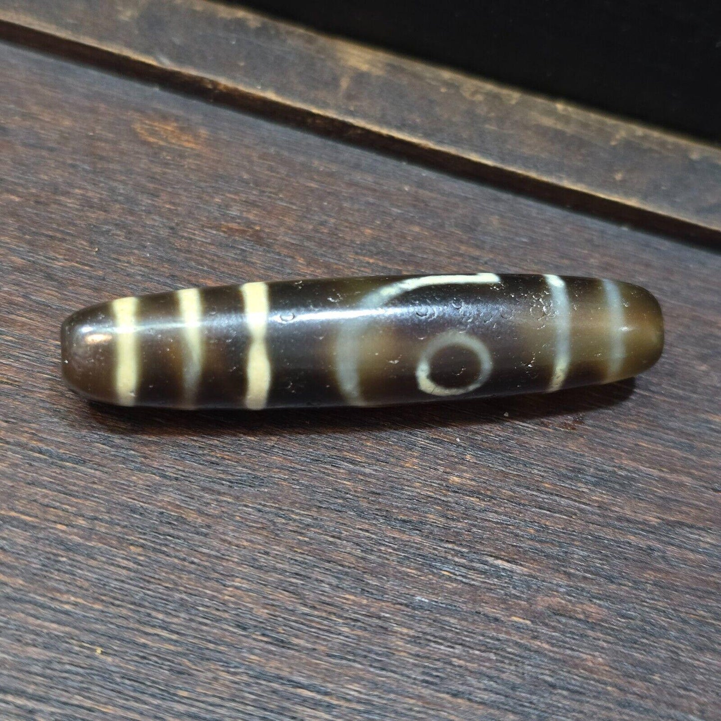 Vintage old himalayan indo tibetan rare 2 eyes patterns eye dzi amulet beads