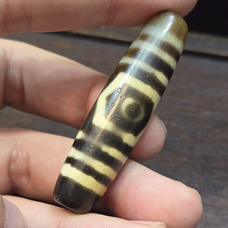 3 eyes vintage old himalayan indo tibetan rare patterns eye dzi amulet beads