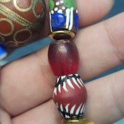 Vintage african venetian style glass with afghani big brass beads bracelet #br8.