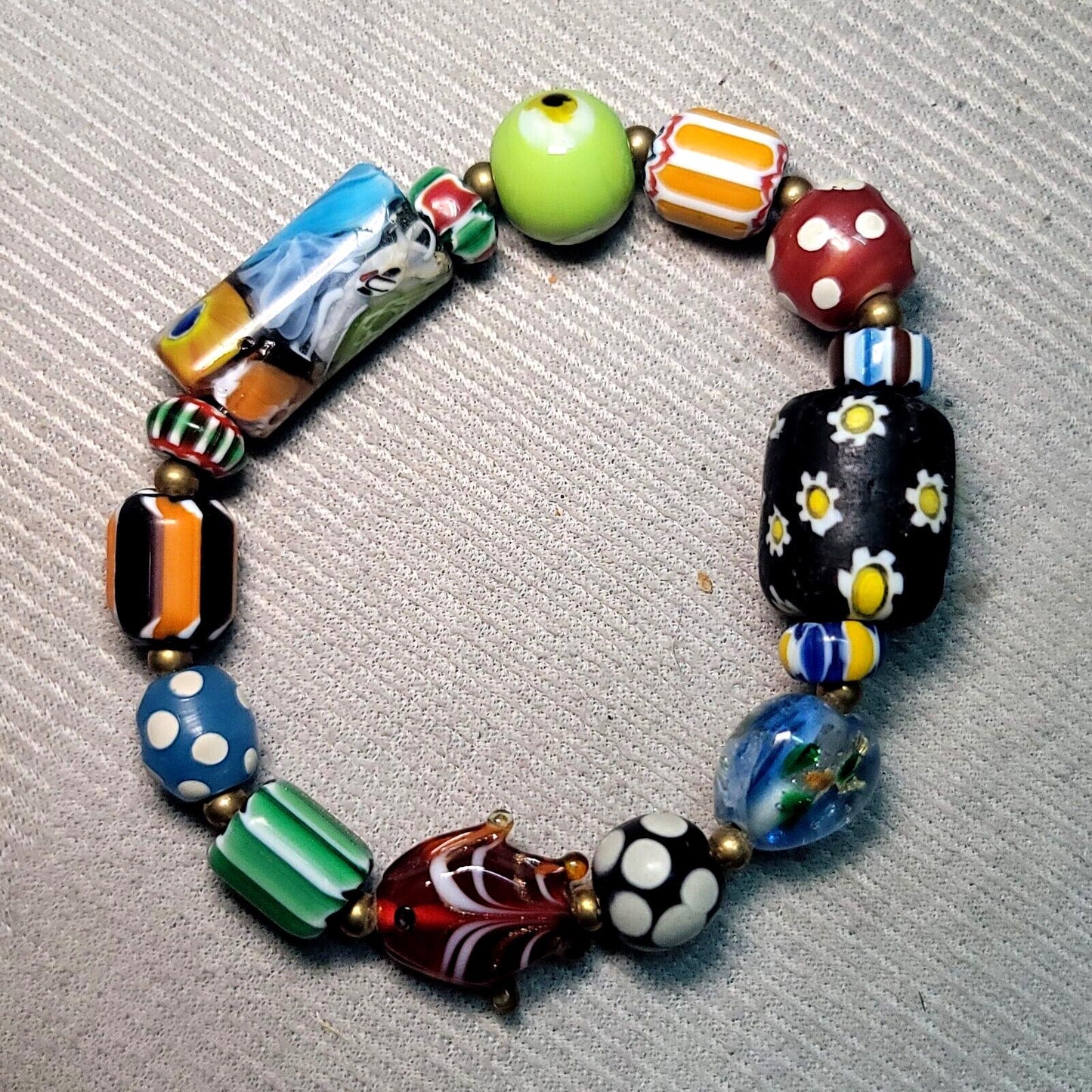 Vintage african venetian style glass beads bracelet #br7Gift