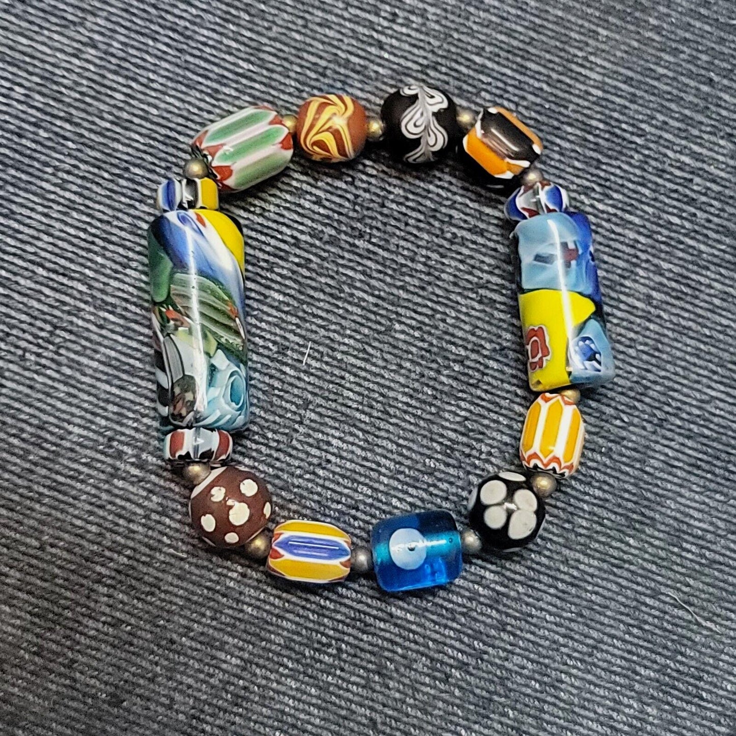 Vintage african venetian style glass with afghani big brass beads bracelet #br10Gift
