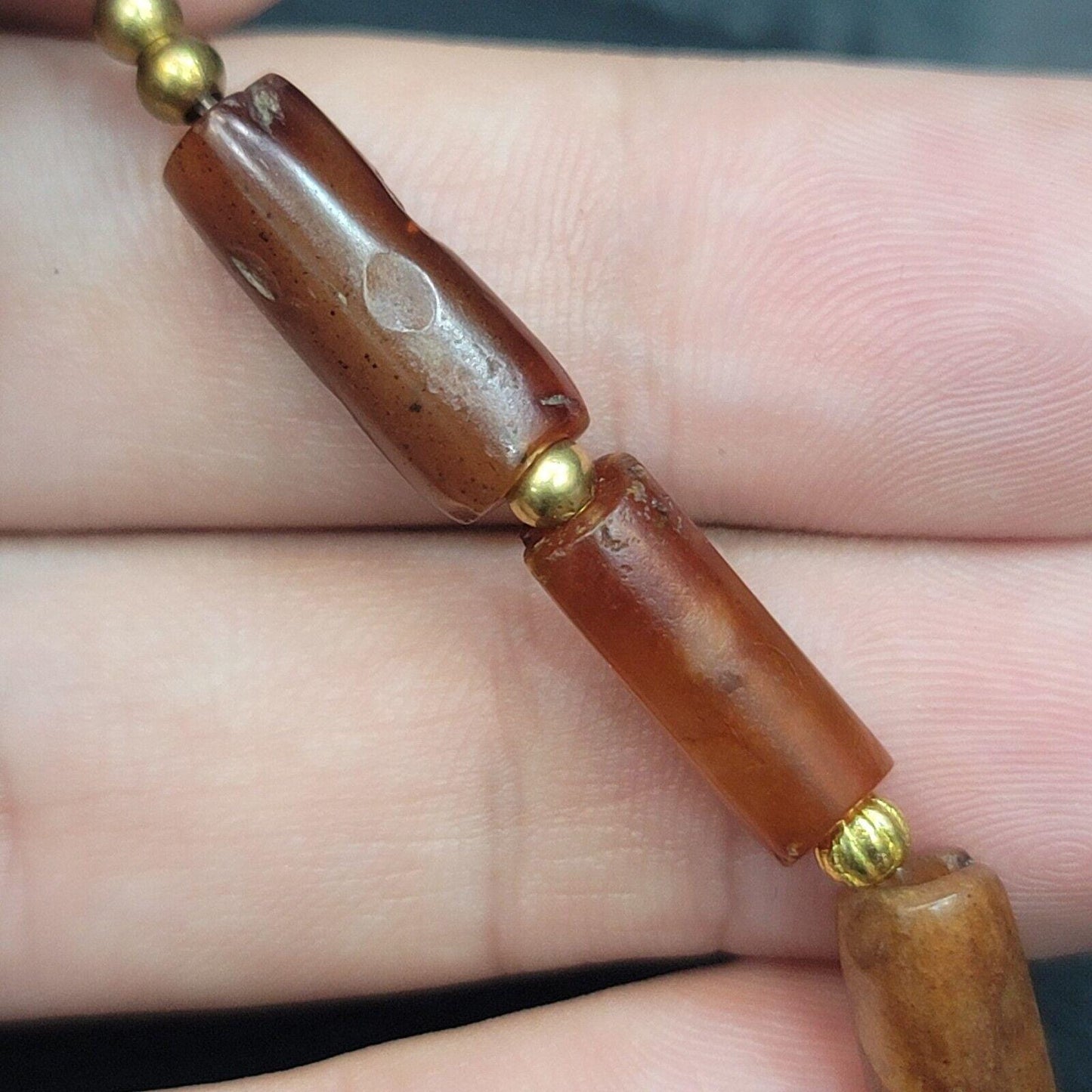 Antique khorasan carnelian african agate stone 5 beads lot