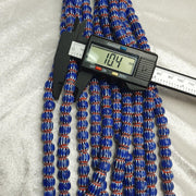 Vintage Blue Chevron Venetian Style Multilayers 10mm Glass Beads Necklace