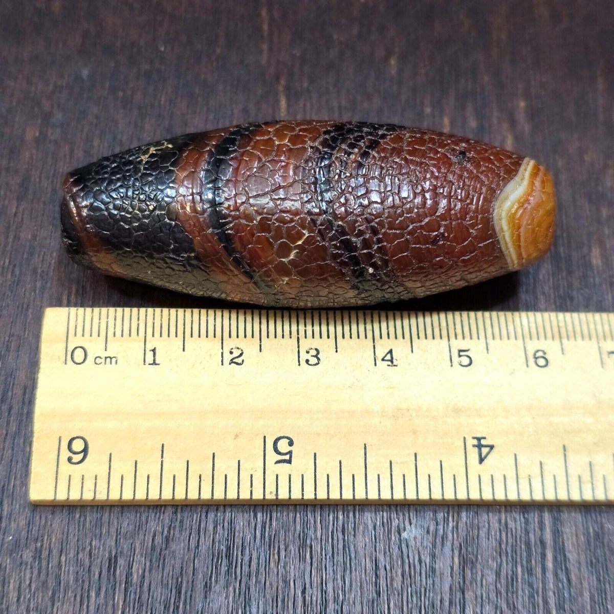 Dragon Skin Agate Bead: Himalayan Tibetan Amulet
