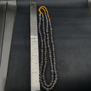 Vintage black brown chevron african glass beads necklace 8-8.5mm.