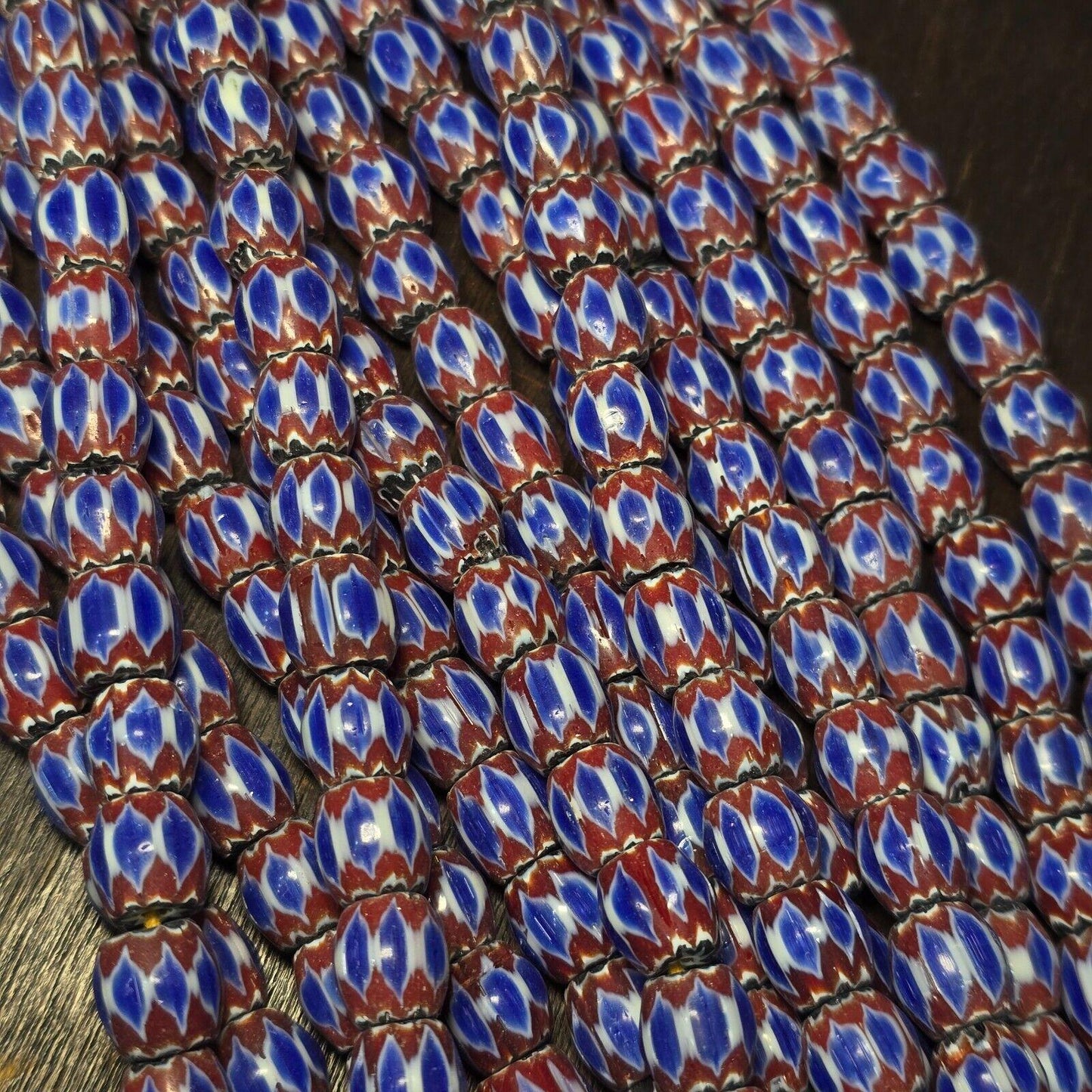 Vintage blue chevron venetian inspired beads glass beads necklace nc-1014Gift