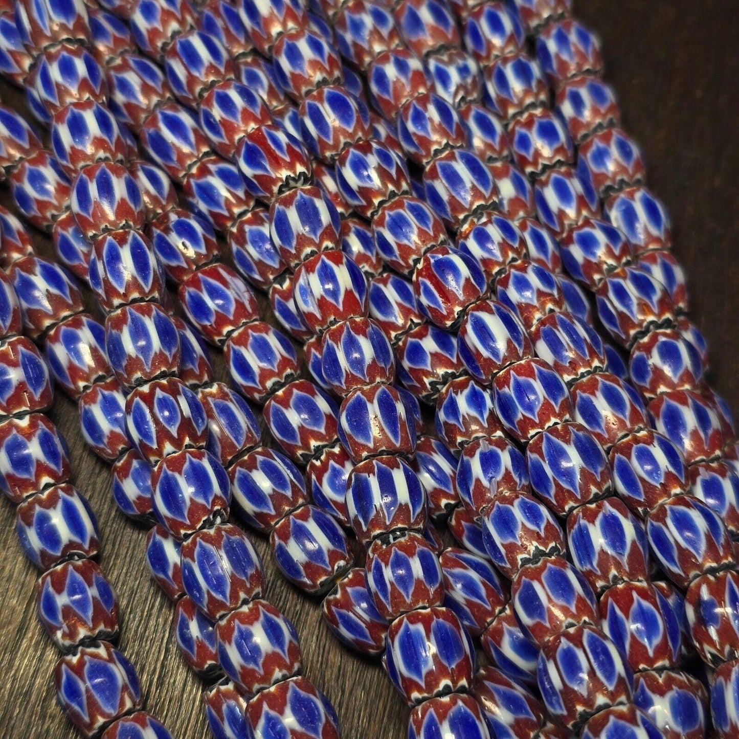 Vintage blue chevron venetian inspired beads glass beads necklace nc-1014Gift