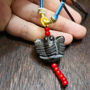 Unique tibetan himalayan carving butterfly black agate amulet bead #21