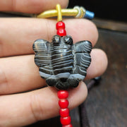 Unique tibetan himalayan carving butterfly black agate amulet bead #21