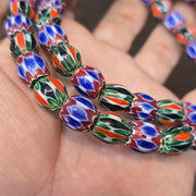 Vintage blue-green chevron venetian inspired beads strand necklace