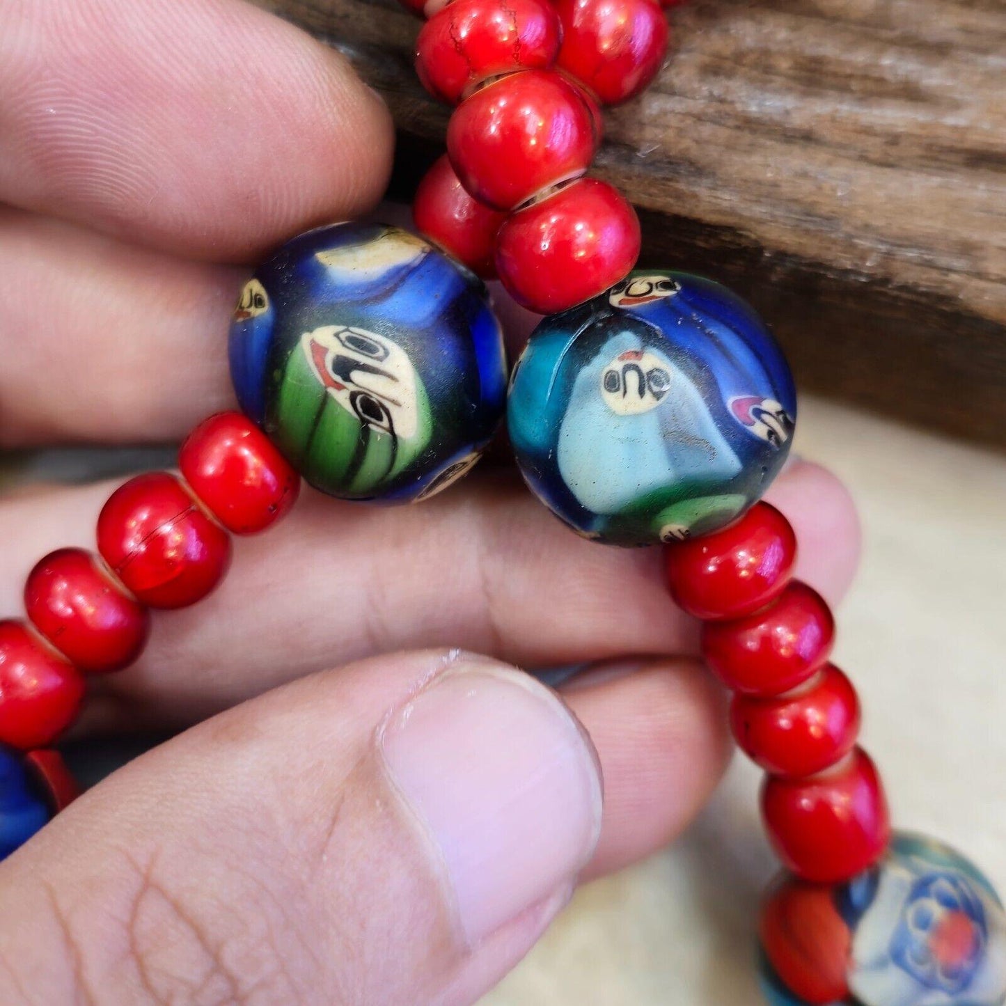 Venetian 8mm white heart with nepalese brass handmade beaded necklace