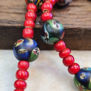 Venetian 8mm white heart with nepalese brass handmade beaded necklace