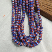 Vintage blue chevron beads venetian african inspired 7.5-8mm beads long strand