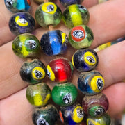 Vintage eye symbol embedded venetian inspired beads strand necklace