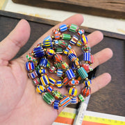 Lot 5 pcs chevron multilayer glass beads with bronze spacer beads bracelet.