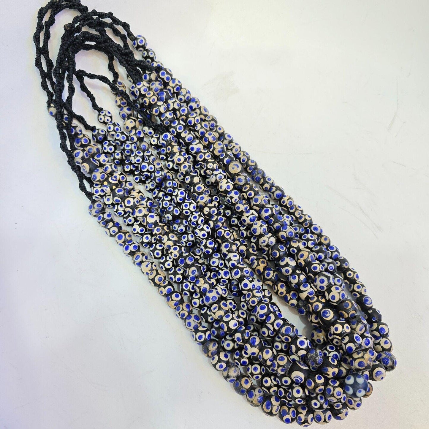 Black skunk venetian style glass beads blue eyes beads east oasis collectionGift