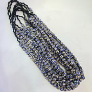 Black Skunk Venetian, Italian-Inspired Millefiori Beads, Thousand-Eye Blue Strand - Handmade Cobalt Glass