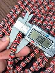 Chevron Glass Beads, Vintage Venetian Inspired Necklace | Six-Layer Multicolor | Full Strand 26 Inches, 12–10mm