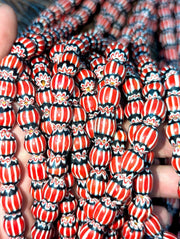 Chevron Glass Beads, Vintage Venetian Inspired Necklace | Six-Layer Multicolor | Full Strand 26 Inches, 12–10mm