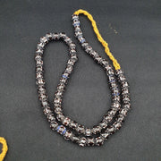 Vintage black brown chevron african glass beads necklace 8-8.5mm.
