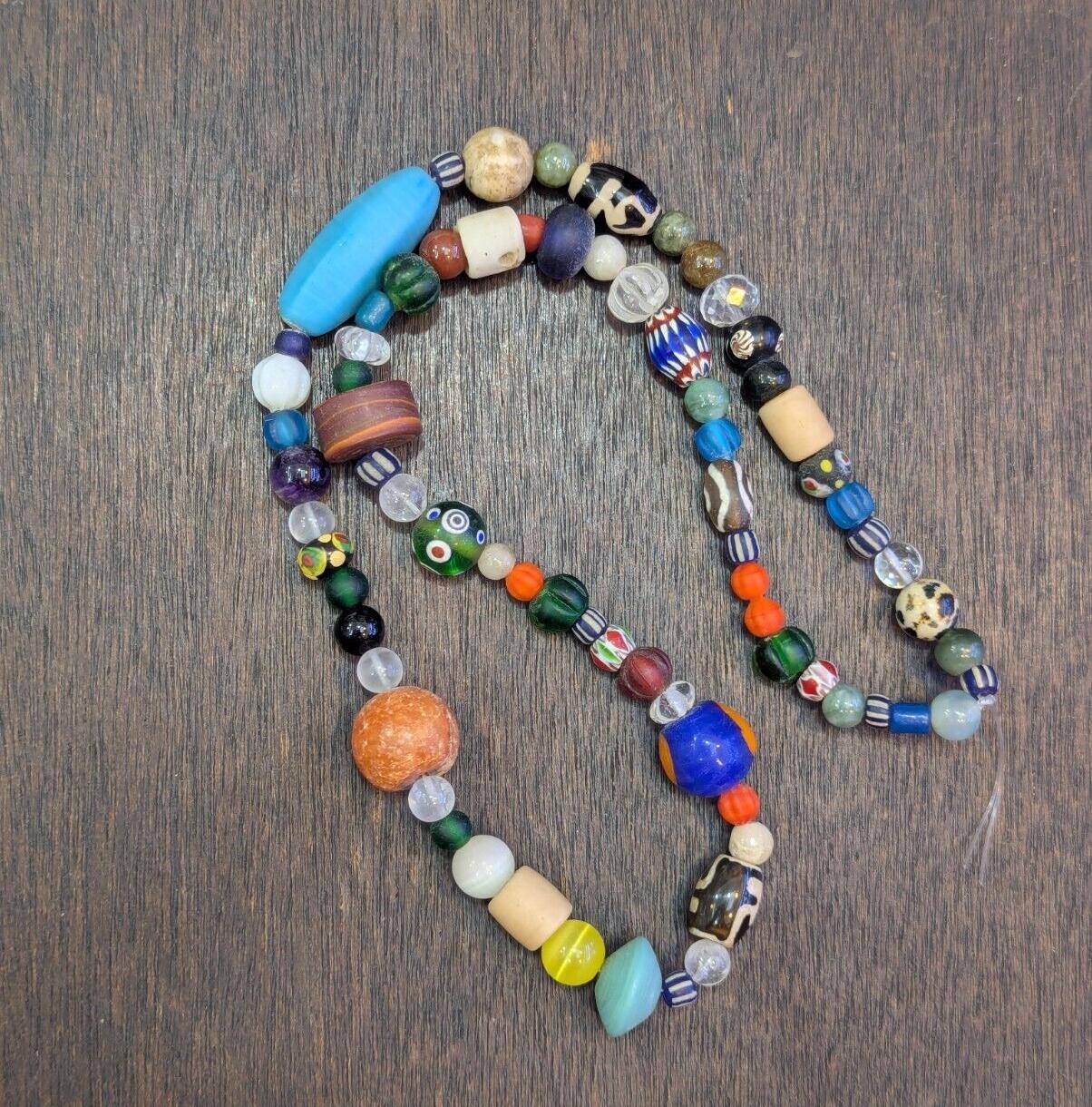 Vintage glass stones crystal mix beads necklace jn-2Gift