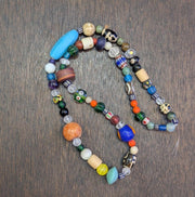 Vintage glass stones crystal mix beads necklace jn-2.