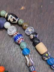 Vintage glass stones crystal mix beads necklace jn-2.