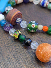 Vintage glass stones crystal mix beads necklace jn-2.