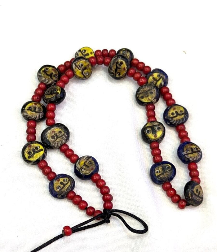 Antiaque vintage venetian whiteheart  face glass beads beaded necklace fw2Gift