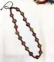 Antiaque vintage venetian whiteheart  face glass beads beaded necklace fw2.