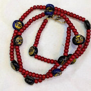 Antiaque vintage venetian whiteheart  face glass beads beaded necklace.