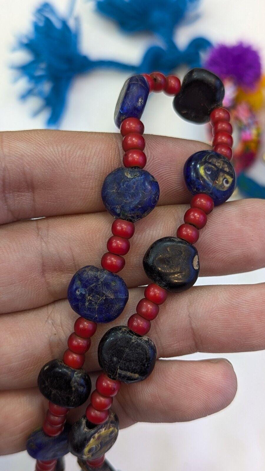 Antiaque vintage venetian whiteheart  face glass beads beaded necklace fw2Gift