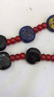 Antiaque vintage venetian whiteheart  face glass beads beaded necklace fw2.
