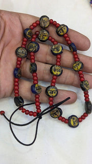 Antiaque vintage venetian whiteheart  face glass beads beaded necklace fw3.