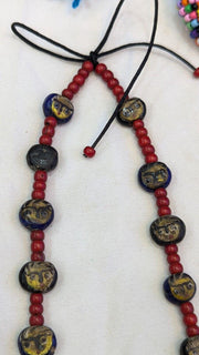 Antiaque vintage venetian whiteheart  face glass beads beaded necklace fw3.