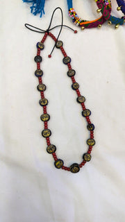 Antiaque vintage venetian whiteheart  face glass beads beaded necklace fw3.