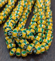 Vintage chevron beads venetian african style glass 10mm beads long strand.