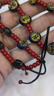 Antiaque vintage venetian whiteheart  face glass beads beaded necklace fw3.