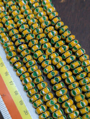 Vintage chevron beads venetian african style glass 10mm beads long strand.