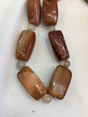 Antique african carnelian agate and himalayan quartz beads necklace agt-2