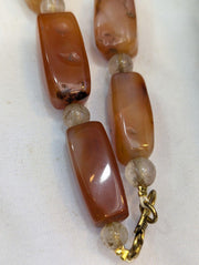 Antique african carnelian agate and himalayan quartz beads necklace agt-2