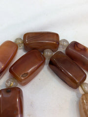 Antique african carnelian agate and himalayan quartz beads necklace agt-2