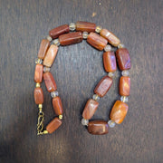 Antique african carnelian agate and himalayan quartz beads necklace