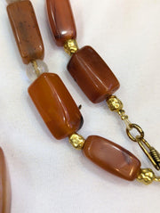 Antique african carnelian agate and himalayan quartz beads necklace