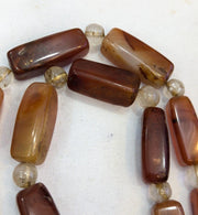 Antique african carnelian agate and himalayan quartz beads necklace