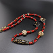 Asian burmese old pumtek with venetian whiteheart beads necklace