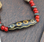 Asian burmese old pumtek with venetian whiteheart beads necklace