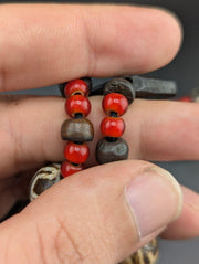 Asian burmese old pumtek with venetian whiteheart beads necklace
