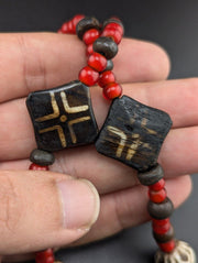 Asian burmese old pumtek with venetian whiteheart beads necklace