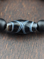 Vintage agate and black onyx beads bracelet #jn-br2